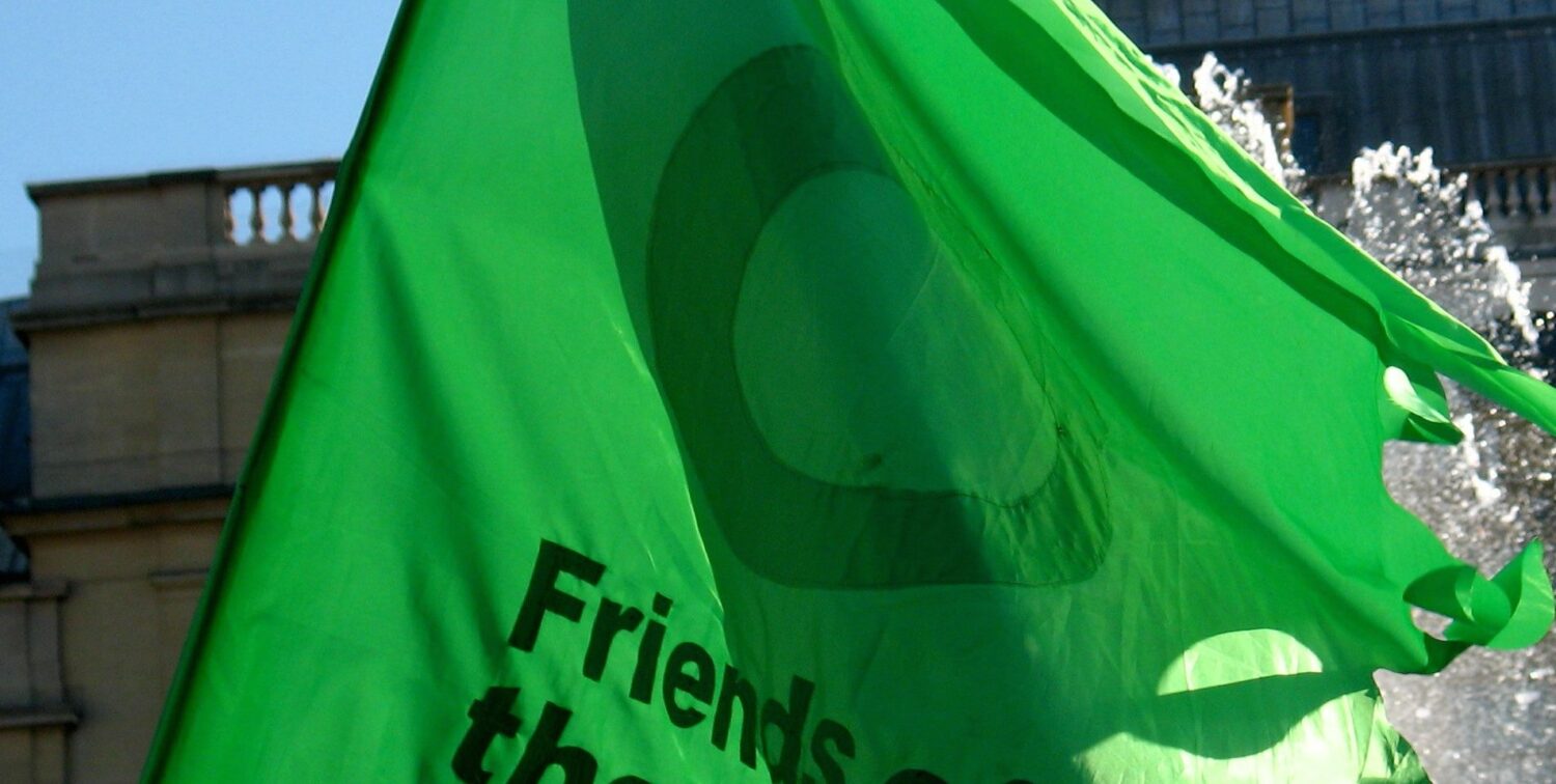 Photo of "Friends of the Earth" flag